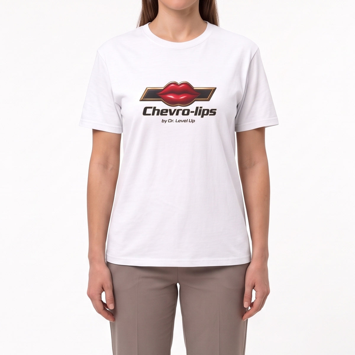 Chevro-lips Unisex T-Shirt-Chevro-lips Unisex T-Shirt, White, white-background studio on-model close-up