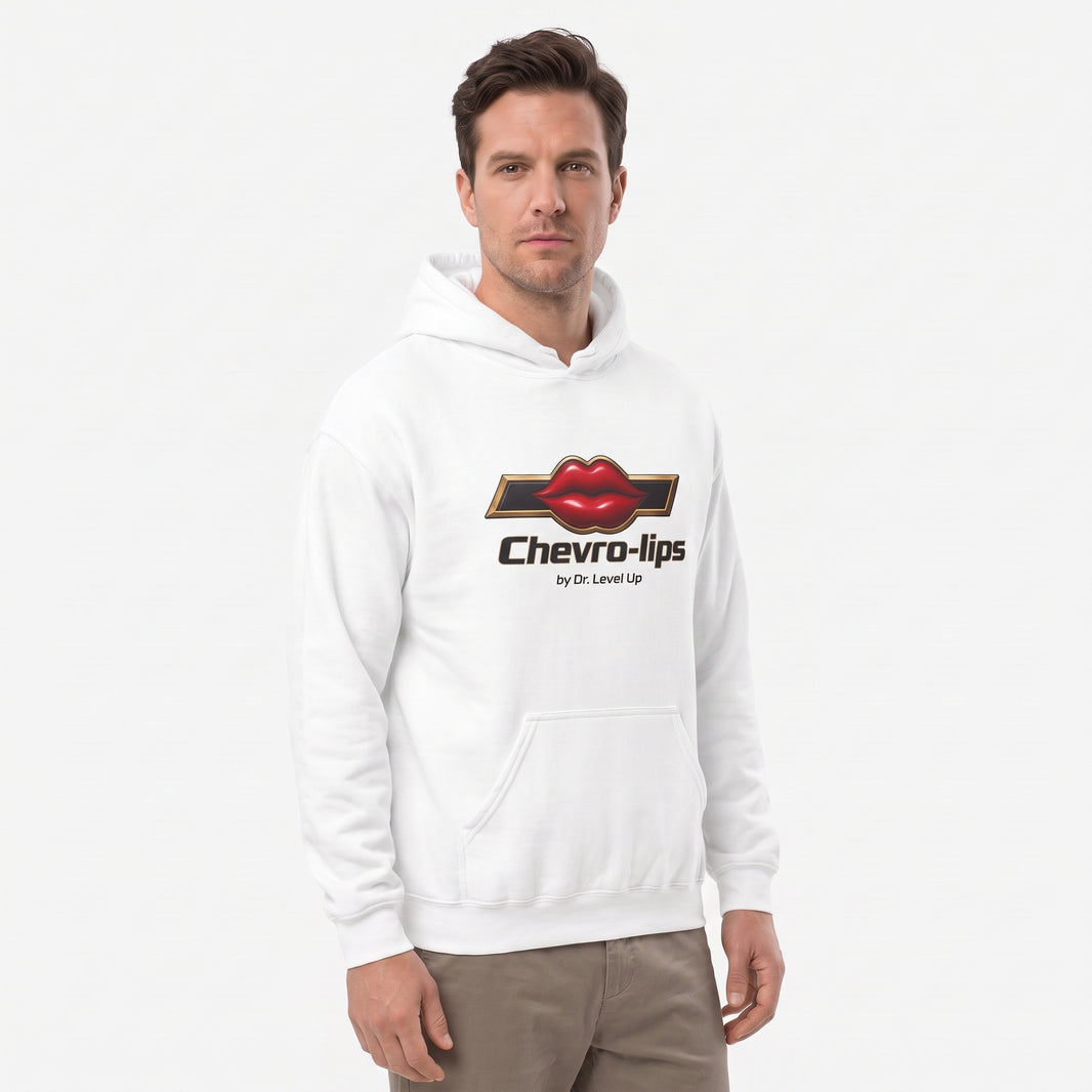 Chevro-lips Hoodie-Chevro-lips Hoodie, White, white-background studio angled model view