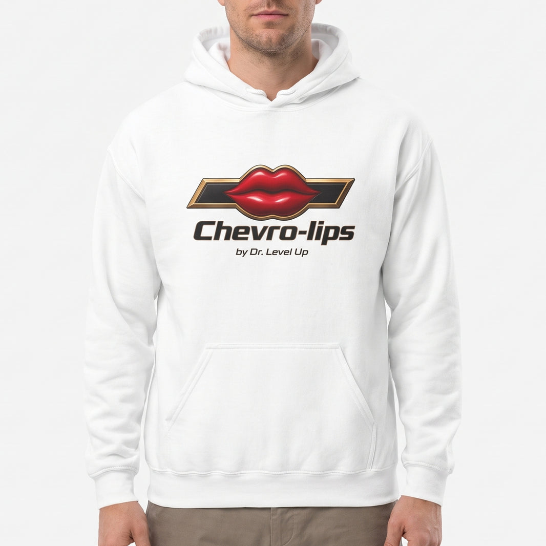 Chevro-lips Hoodie-Chevro-lips Hoodie, White, white-background studio on-model close-up