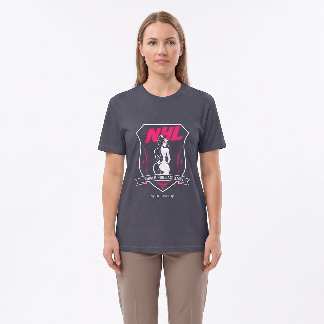 NHL - National Hourglass League Unisex Softstyle T-Shirt-NHL - National Hourglass League Unisex Softstyle T-Shirt, Heather Navy, white-background studio wider fit view