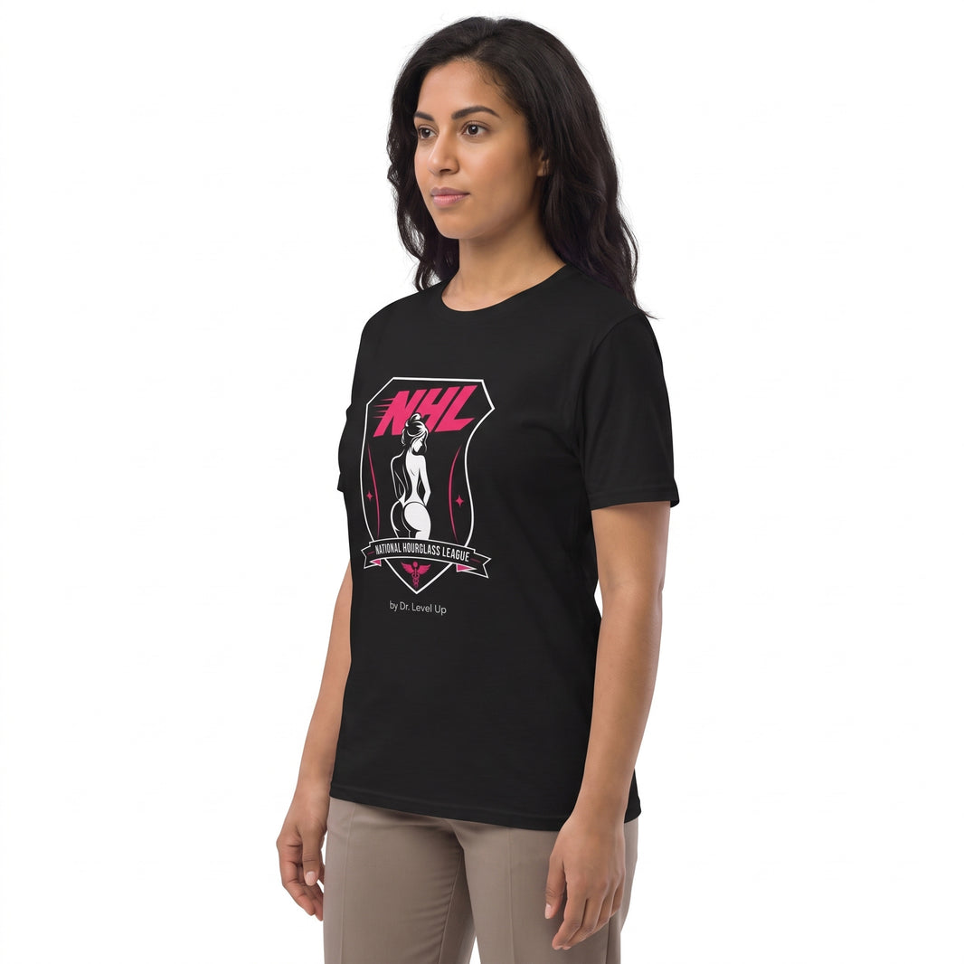 NHL - National Hourglass League Unisex Softstyle T-Shirt-NHL - National Hourglass League Unisex Softstyle T-Shirt, Black, white-background studio angled model view