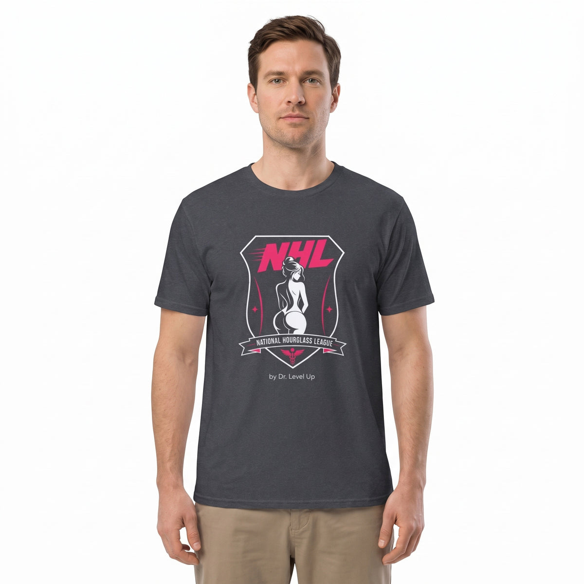NHL - National Hourglass League Unisex Softstyle T-Shirt-NHL - National Hourglass League Unisex Softstyle T-Shirt, Dark Heather Grey, white-background studio wider fit view