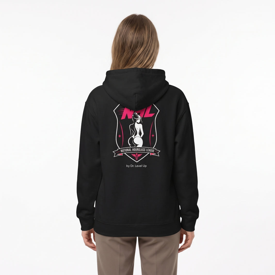 NHL - National Hourglass League Hoodie-NHL - National Hourglass League Hoodie, Black, white-background studio wider fit view