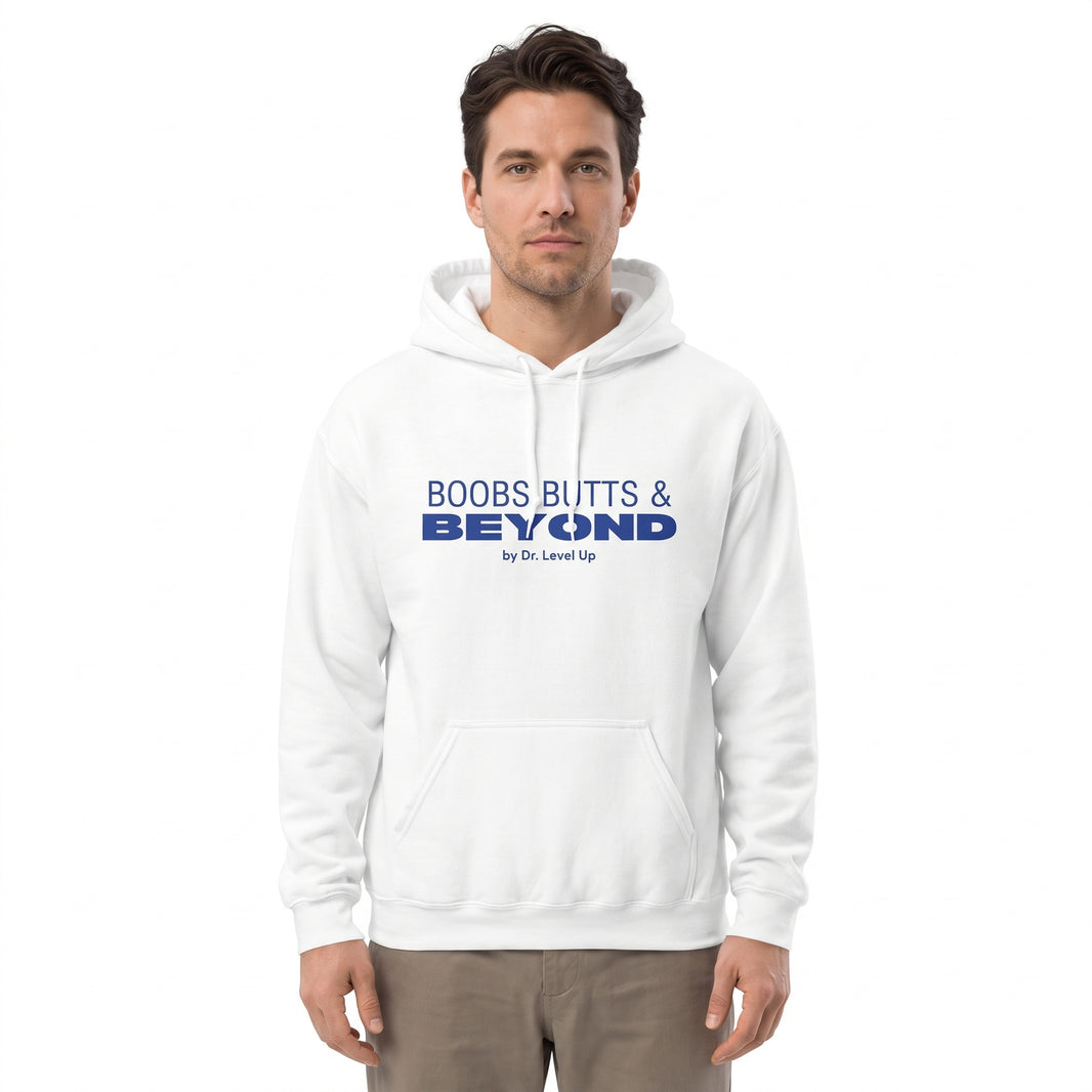 Boobs Butts & Beyond Hoodie-Boobs Butts & Beyond Hoodie, White, white-background studio wider fit view