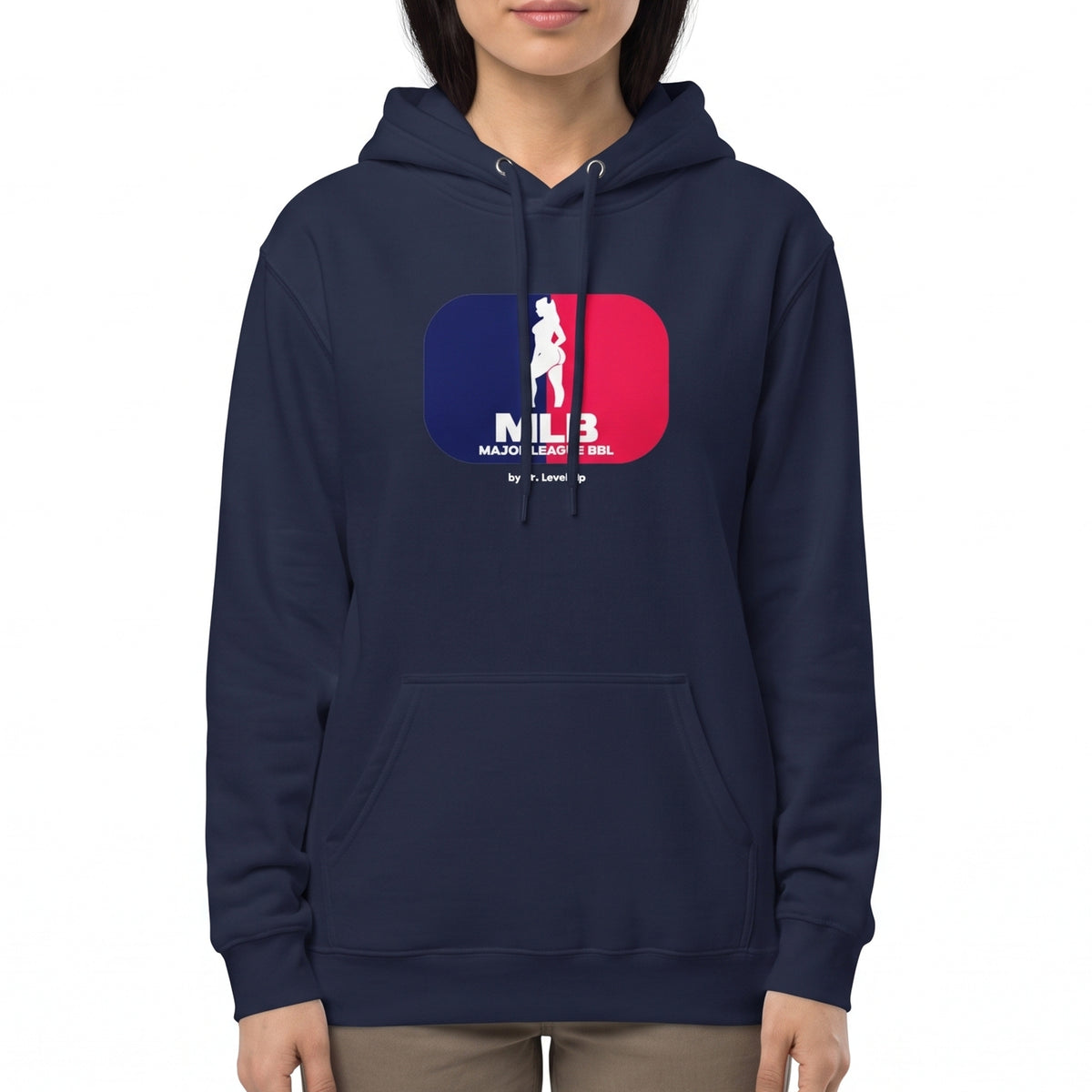 MLB - Major League BBL Hoodie-MLB - Major League BBL Hoodie, Navy, white-background studio on-model close-up