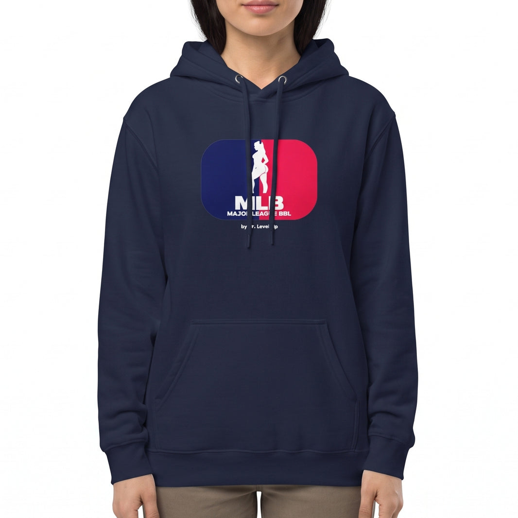 MLB - Major League BBL Hoodie-MLB - Major League BBL Hoodie, Navy, white-background studio on-model close-up