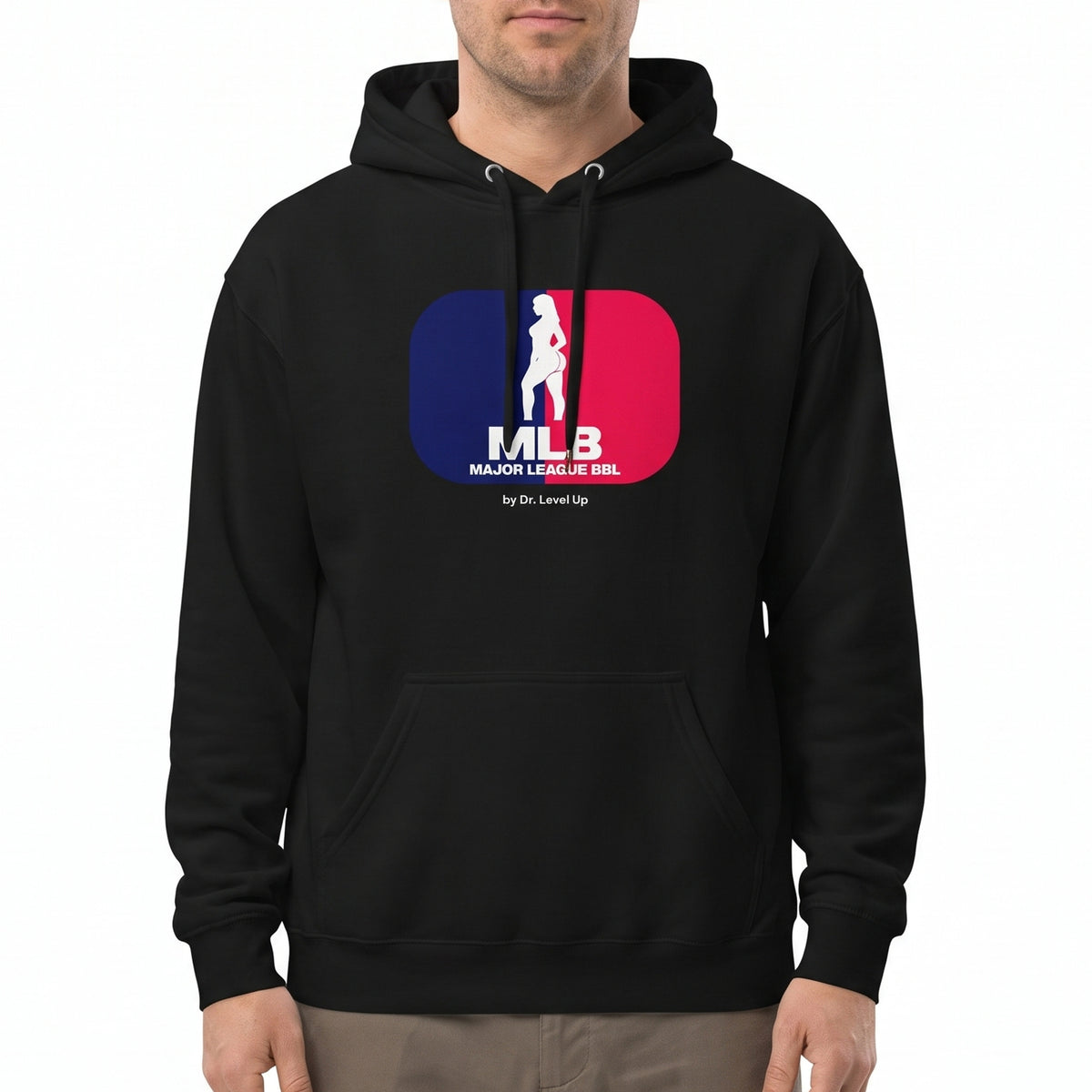 MLB - Major League BBL Hoodie-MLB - Major League BBL Hoodie, Black, white-background studio on-model close-up