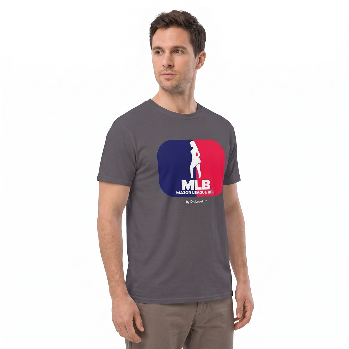 MLB - Major League BBL Unisex Softstyle T-Shirt-MLB - Major League BBL Unisex Softstyle T-Shirt, Charcoal, white-background studio angled model view