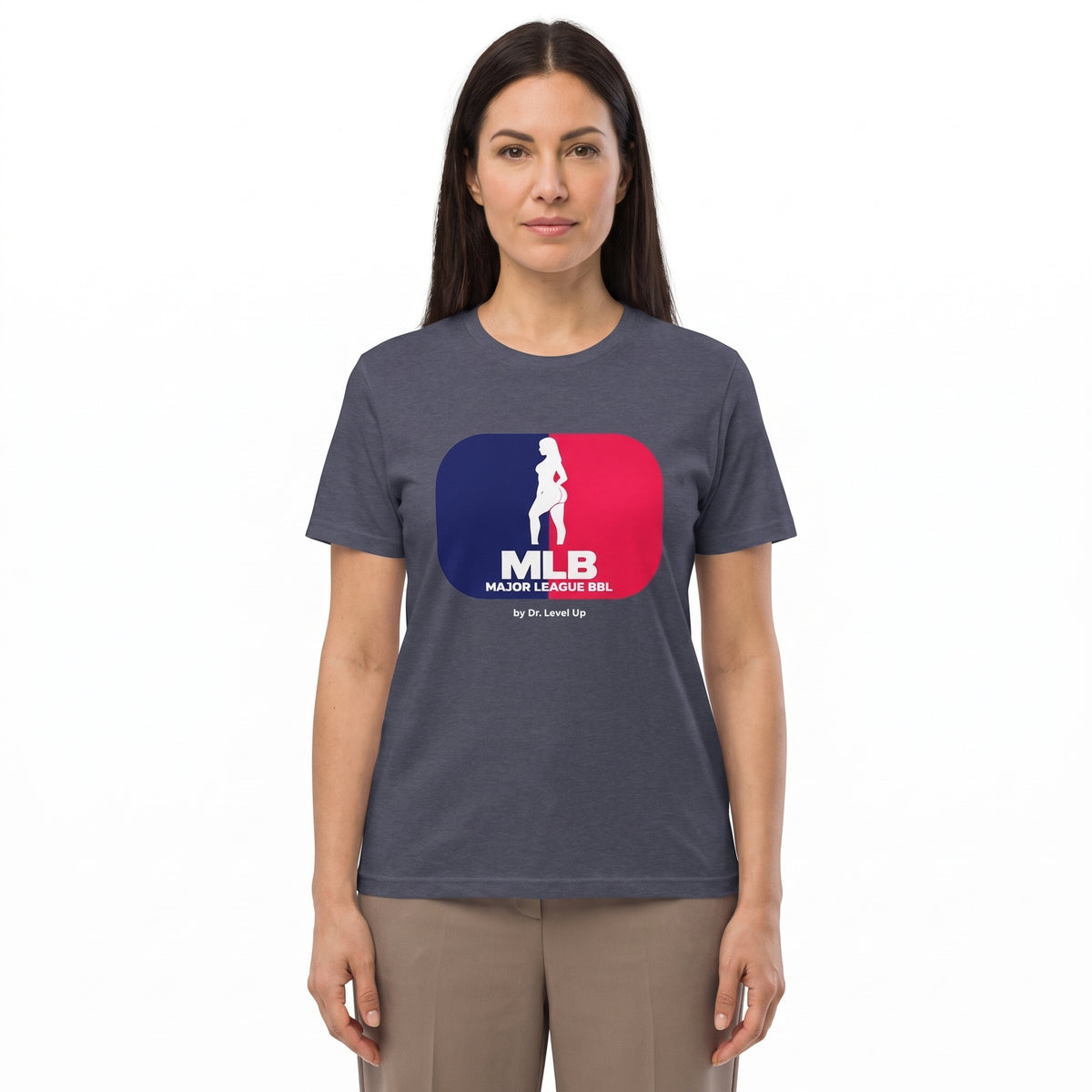 MLB - Major League BBL Unisex Softstyle T-Shirt-MLB - Major League BBL Unisex Softstyle T-Shirt, Heather Navy, white-background studio wider fit view