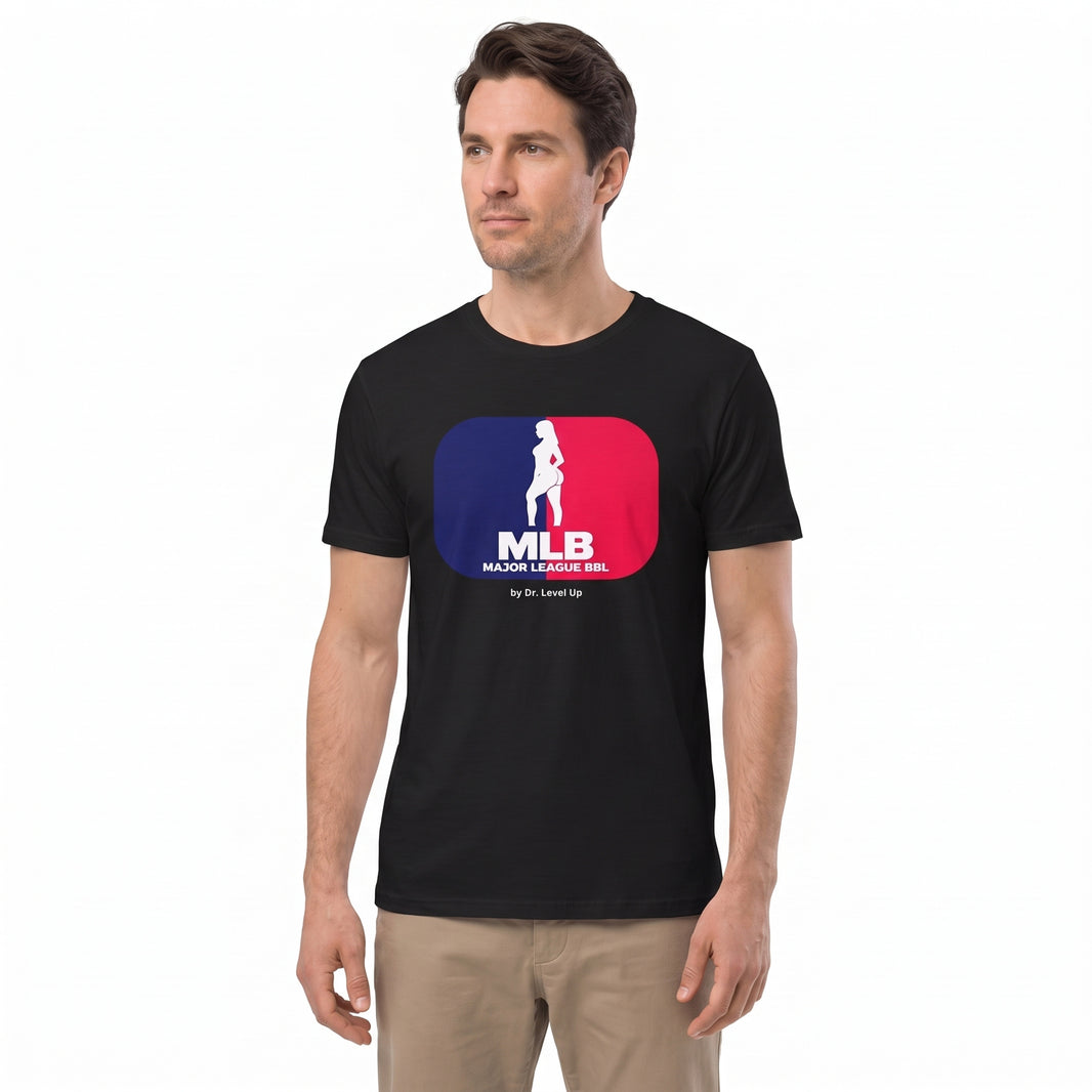 MLB - Major League BBL Unisex Softstyle T-Shirt-MLB - Major League BBL Unisex Softstyle T-Shirt, Black, white-background studio angled model view