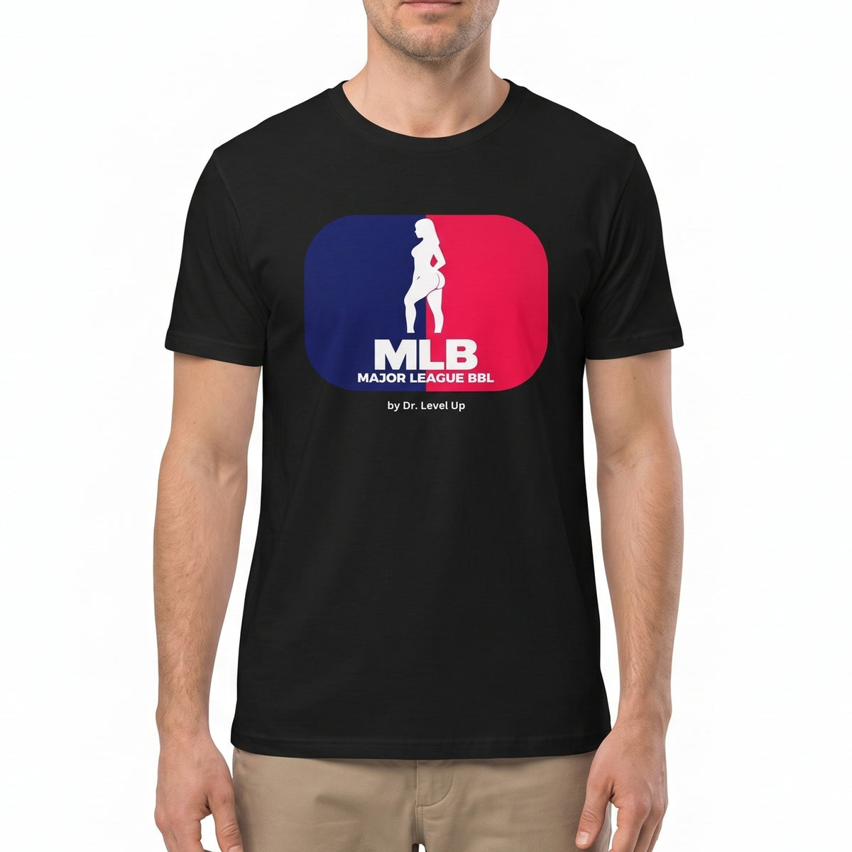 MLB - Major League BBL Unisex Softstyle T-Shirt-MLB - Major League BBL Unisex Softstyle T-Shirt, Black, white-background studio on-model close-up