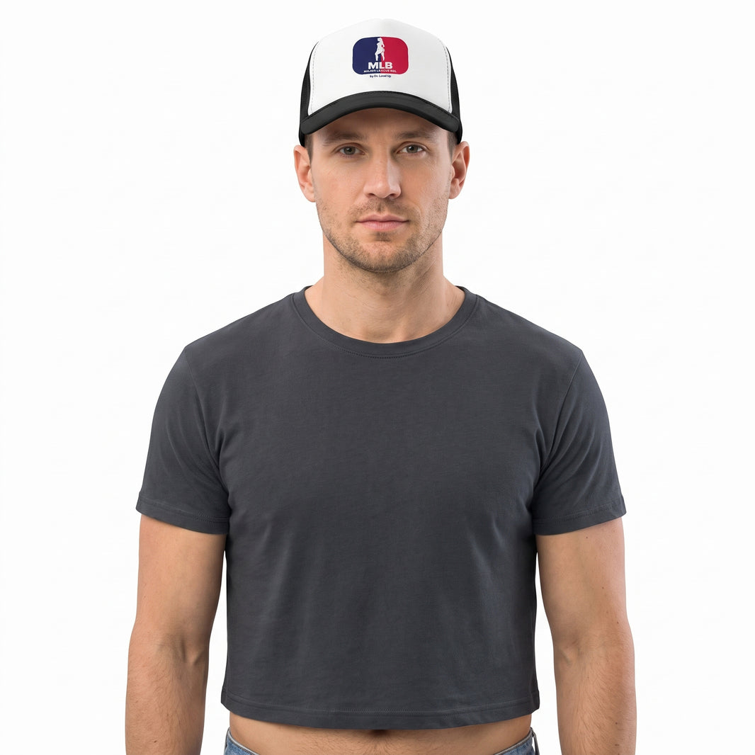 MLB - Major League BBL Trucker Cap-MLB - Major League BBL Trucker Cap, Black, white-background studio wider fit view
