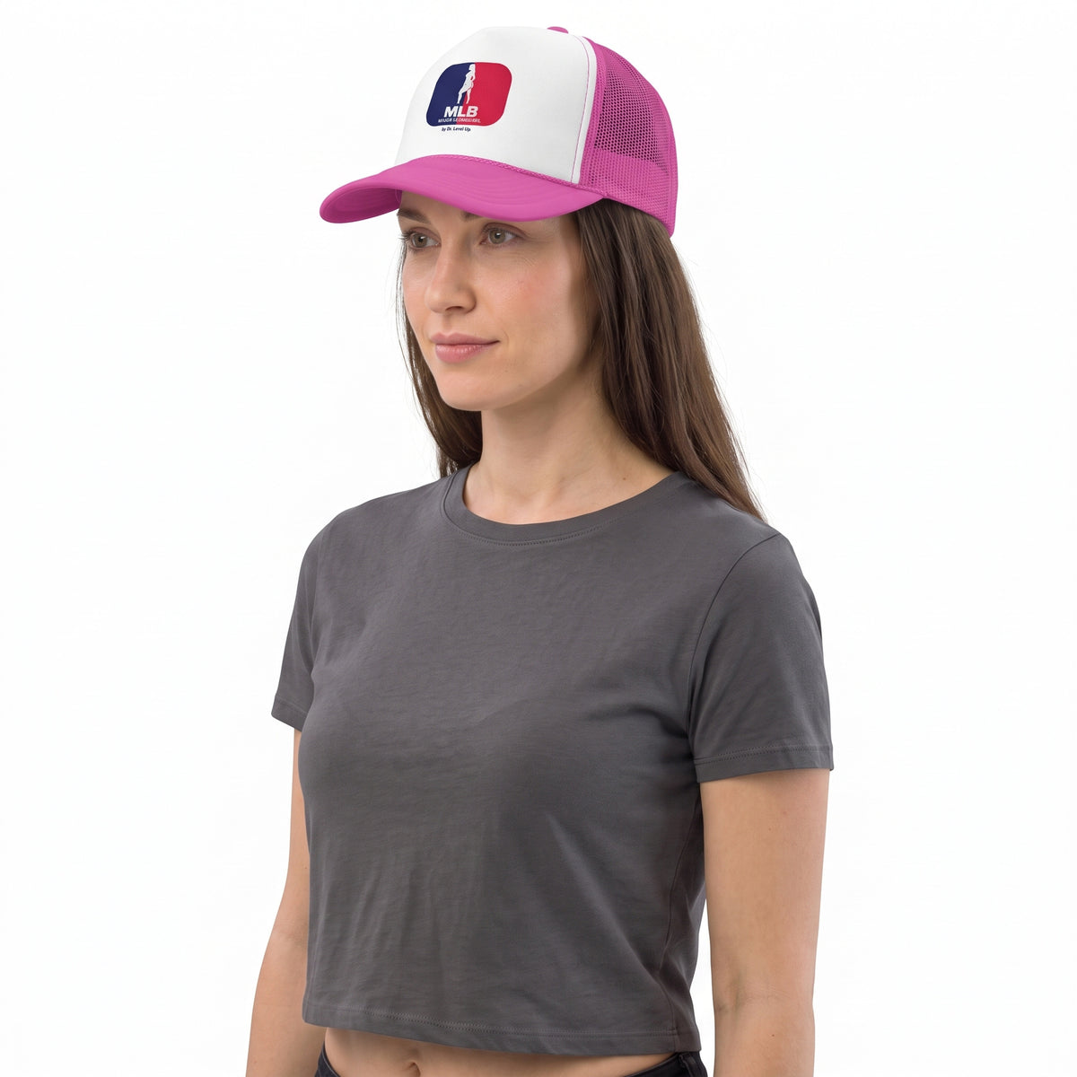 MLB - Major League BBL Trucker Cap-MLB - Major League BBL Trucker Cap, Pink, white-background studio angled model view