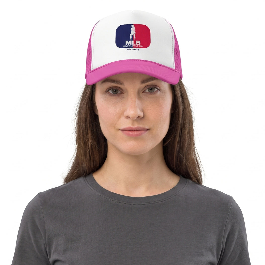 MLB - Major League BBL Trucker Cap-MLB - Major League BBL Trucker Cap, Pink, white-background studio on-model close-up
