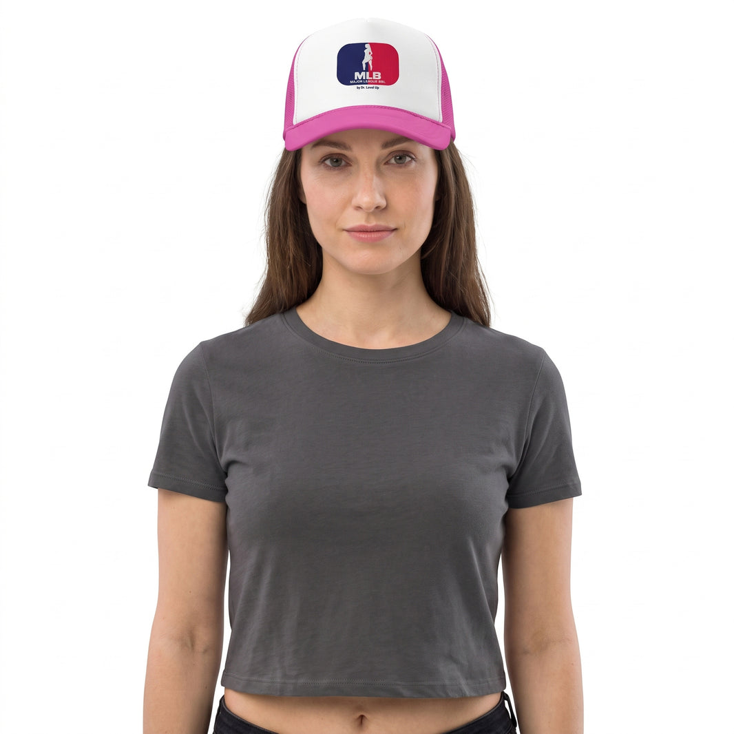 MLB - Major League BBL Trucker Cap-MLB - Major League BBL Trucker Cap, Pink, white-background studio wider fit view