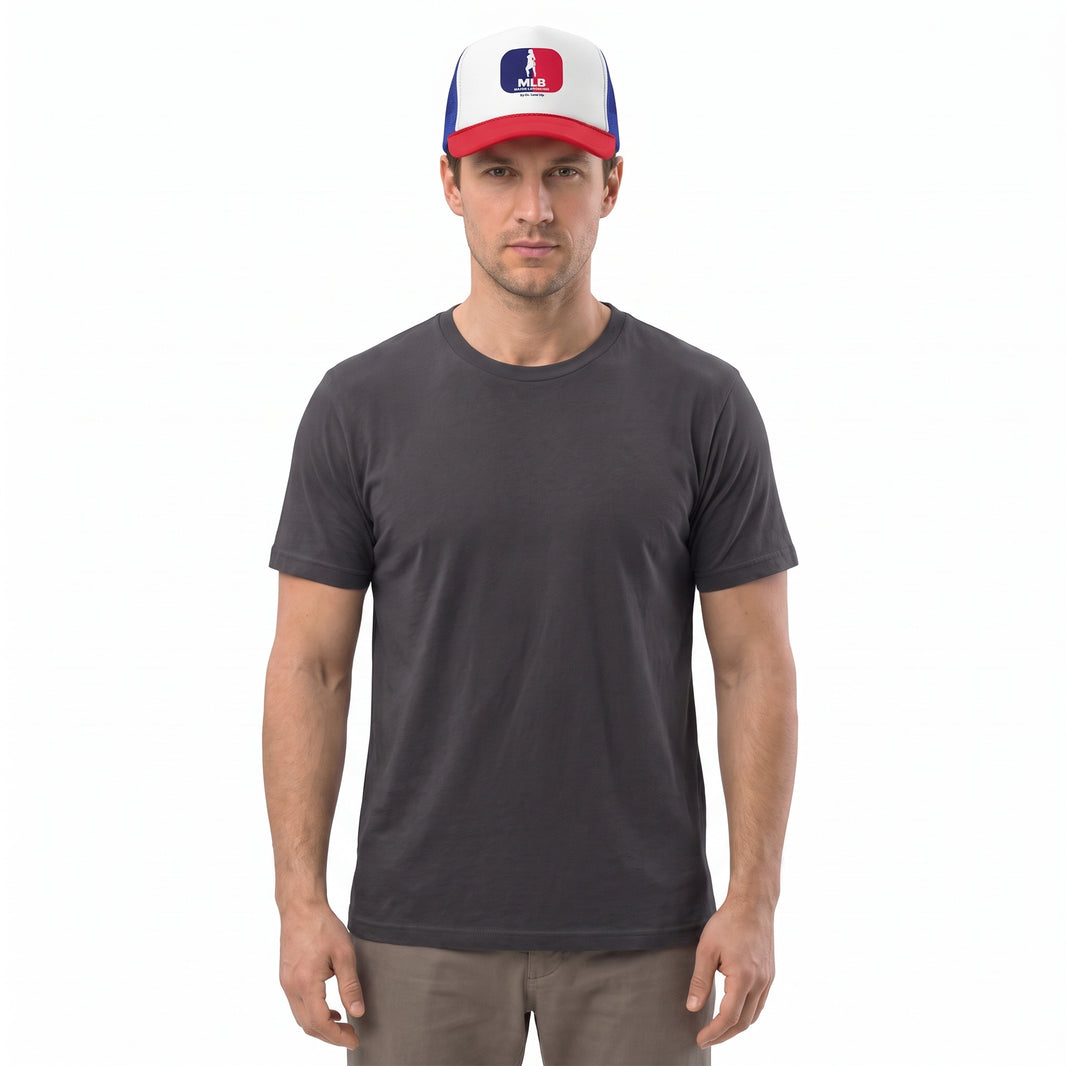 MLB - Major League BBL Trucker Cap-MLB - Major League BBL Trucker Cap, Blue/Red, white-background studio wider fit view