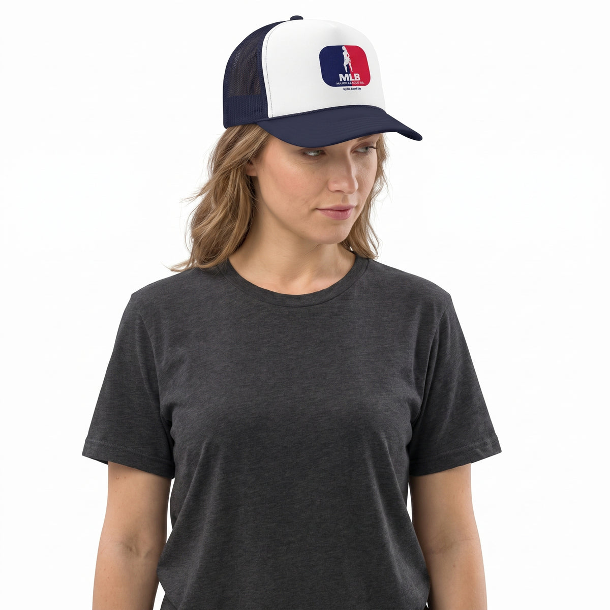 MLB - Major League BBL Trucker Cap-MLB - Major League BBL Trucker Cap, Dark Navy, white-background studio angled model view