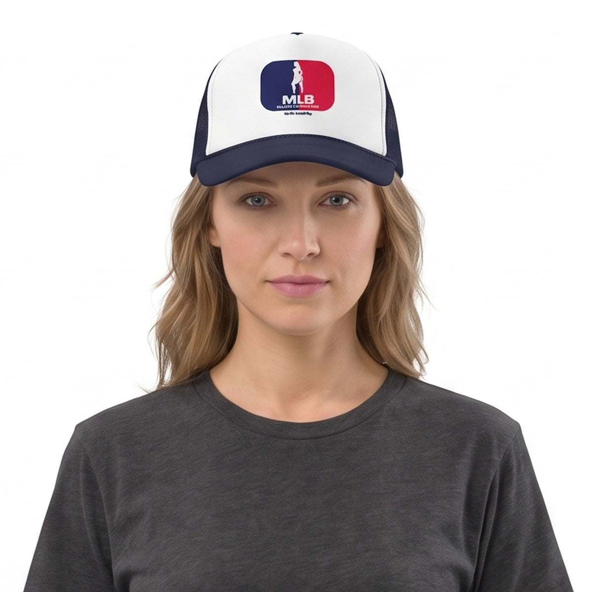MLB - Major League BBL Trucker Cap-MLB - Major League BBL Trucker Cap, Dark Navy, white-background studio on-model close-up