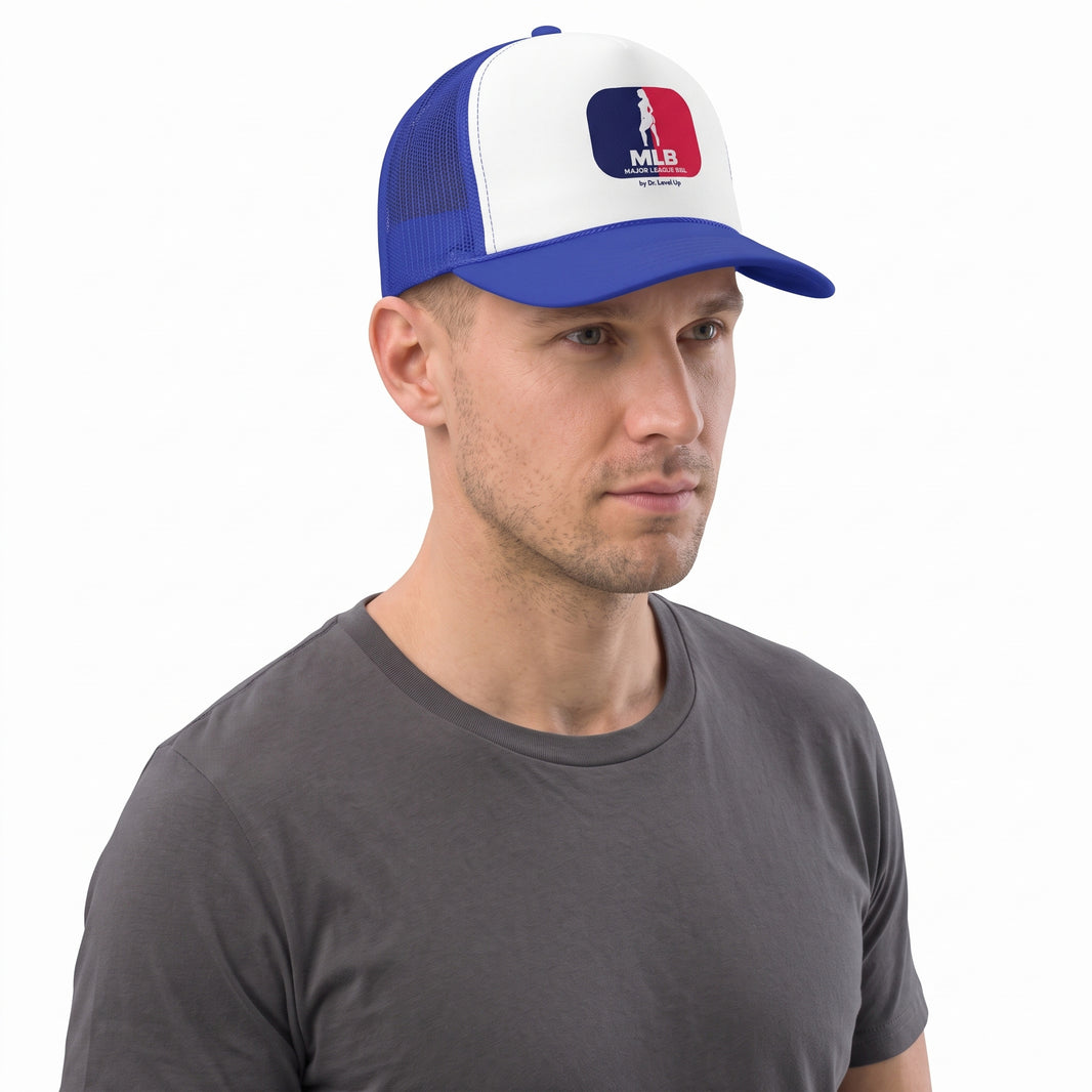 MLB - Major League BBL Trucker Cap-MLB - Major League BBL Trucker Cap, Royal, white-background studio angled model view