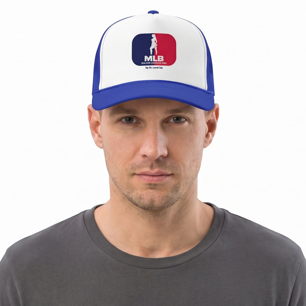 MLB - Major League BBL Trucker Cap-MLB - Major League BBL Trucker Cap, Royal, white-background studio on-model close-up