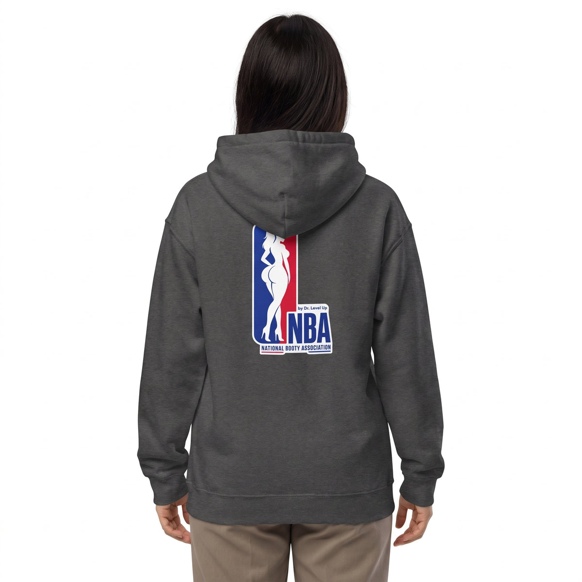 NBA - National Booty Association Hoodie-NBA - National Booty Association Hoodie, Dark Heather, white-background studio wider fit view