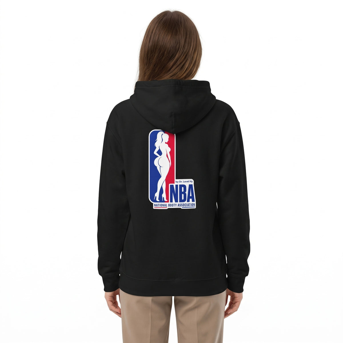 NBA - National Booty Association Hoodie-NBA - National Booty Association Hoodie, Black, white-background studio wider fit view