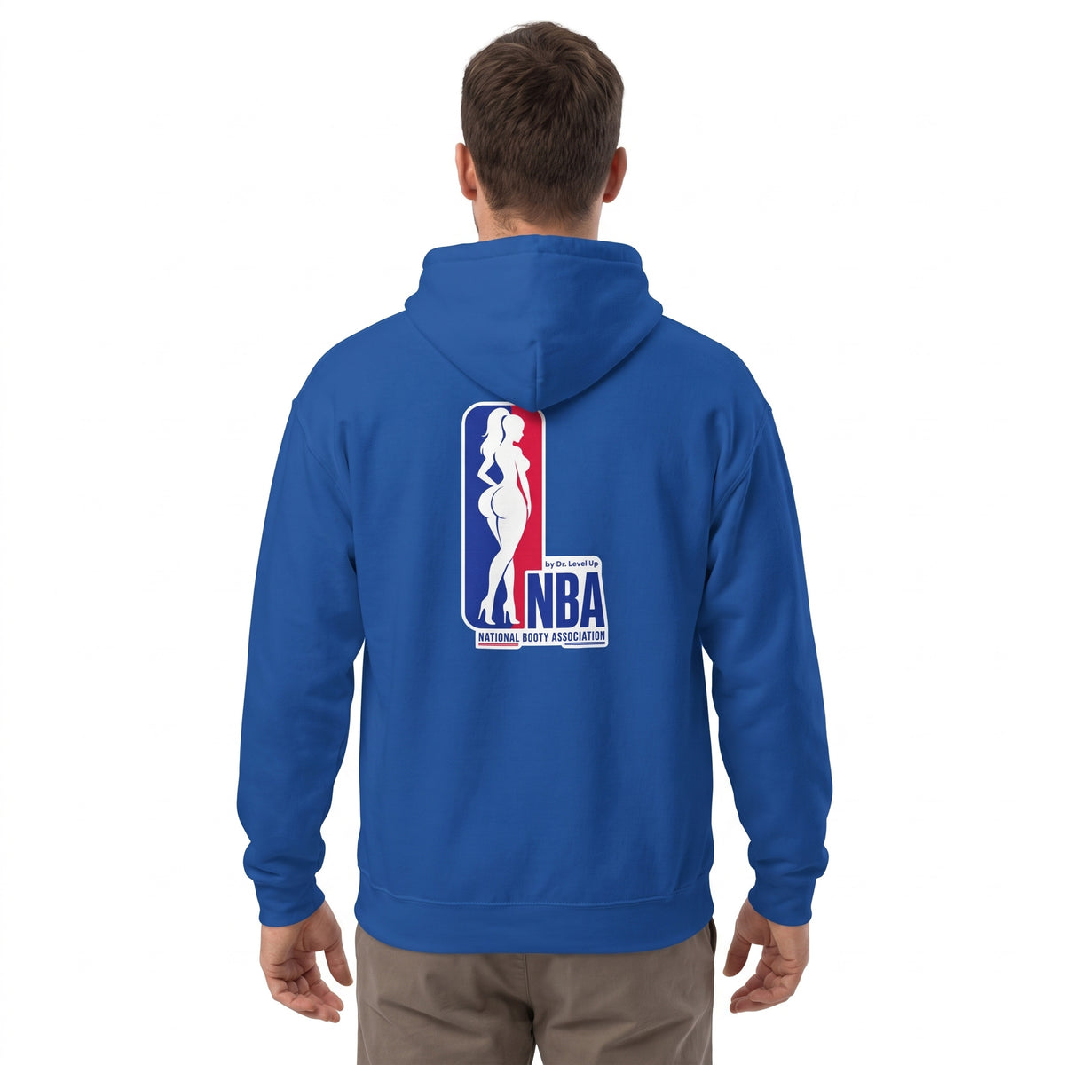 NBA - National Booty Association Hoodie-NBA - National Booty Association Hoodie, Royal, white-background studio angled model view