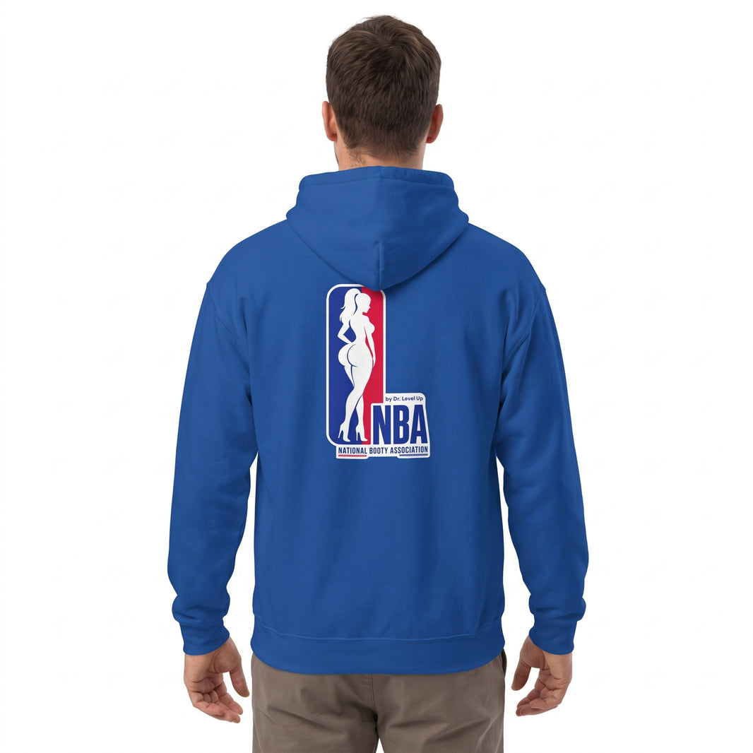 NBA - National Booty Association Hoodie-NBA - National Booty Association Hoodie, Royal, white-background studio angled model view