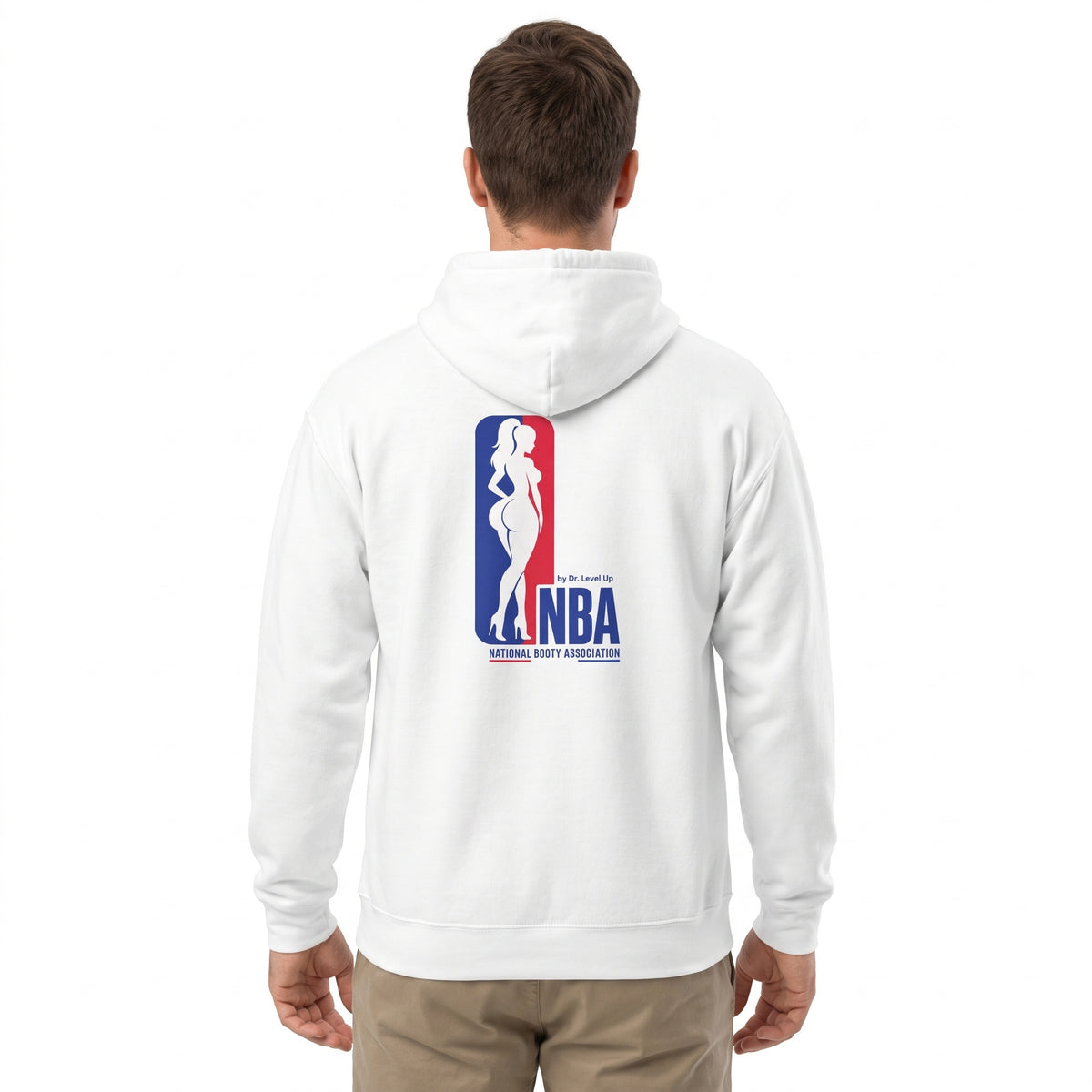 NBA - National Booty Association Hoodie-NBA - National Booty Association Hoodie, White, white-background studio wider fit view