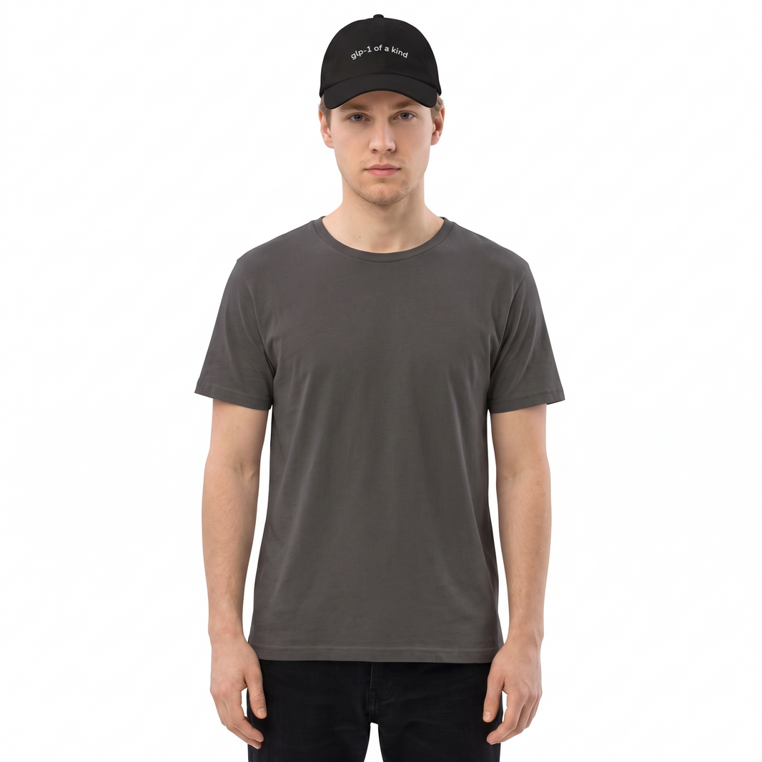 GLP-1 of a Kind Embroidered Dad Hat-GLP-1 of a Kind Embroidered Dad Hat, Black, white-background wider model fit view