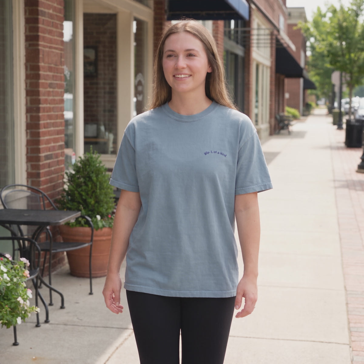 GLP-1 of a Kind Embroidered T-Shirt-GLP-1 of a Kind Embroidered T-Shirt, Ice Blue, lifestyle video