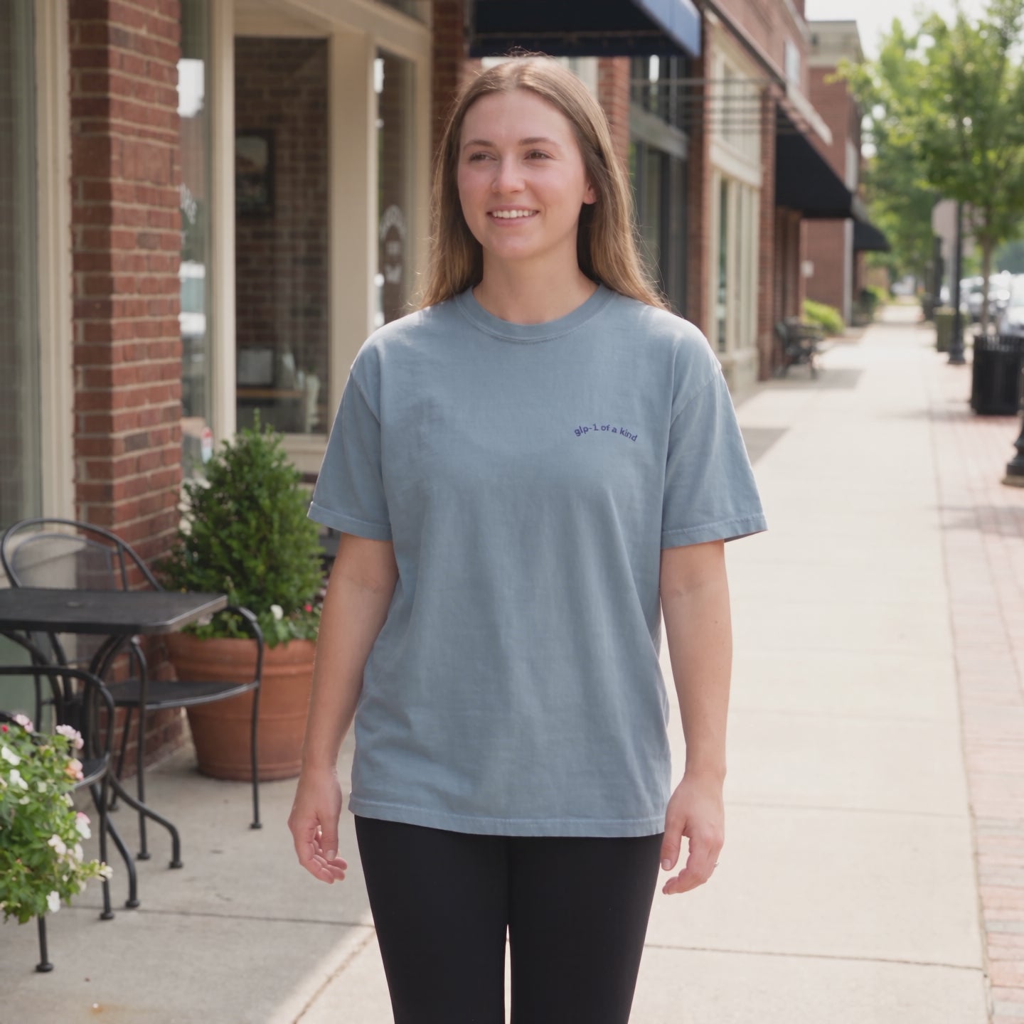 GLP-1 of a Kind Embroidered T-Shirt, Ice Blue, lifestyle video
