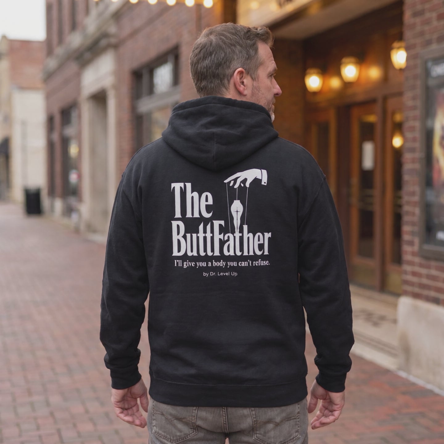The ButtFather Hoodie, 10-second square lifestyle video